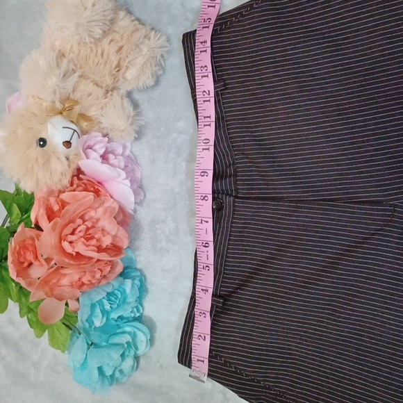 Evan-Picone Stretch Brown Pinstriped Dress Pants High Waist Trousers Size 10. - Picture 9 of 12